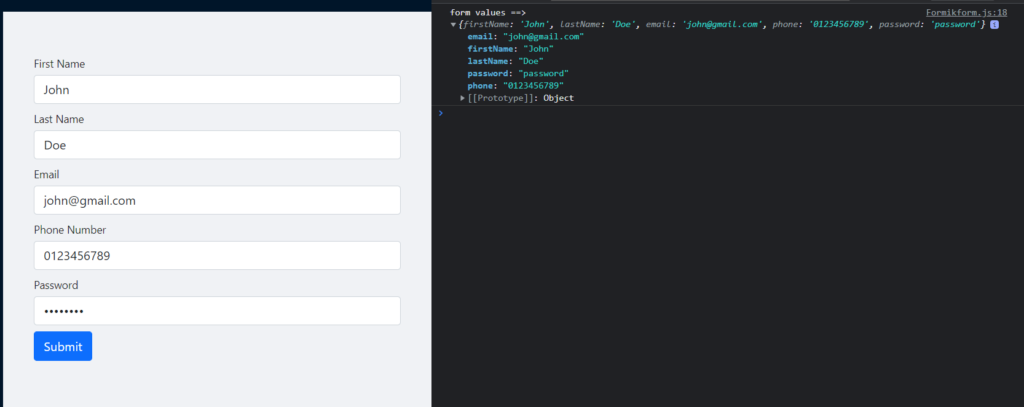 Form validation with Formik and Yup in React.js