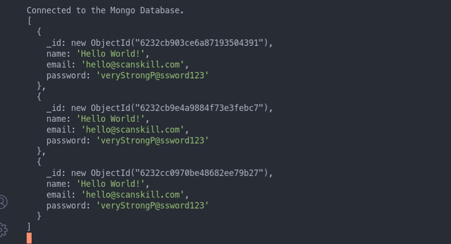 Result of find query - How to setup MongoDB and Node.js in Linux (Ubuntu)