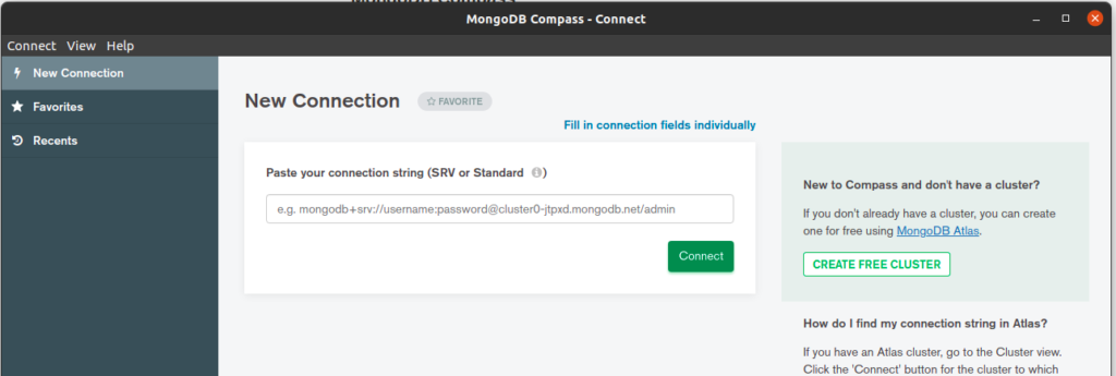 MongoDB compass post installation