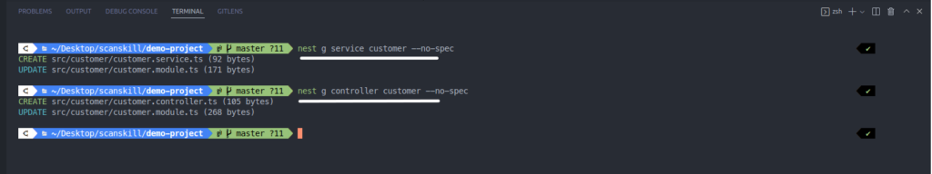 Generating service and controller for customer