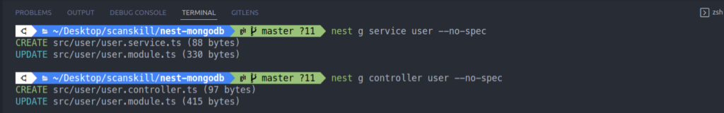 Creating user controller and service - Implement MongoDB In NestJS