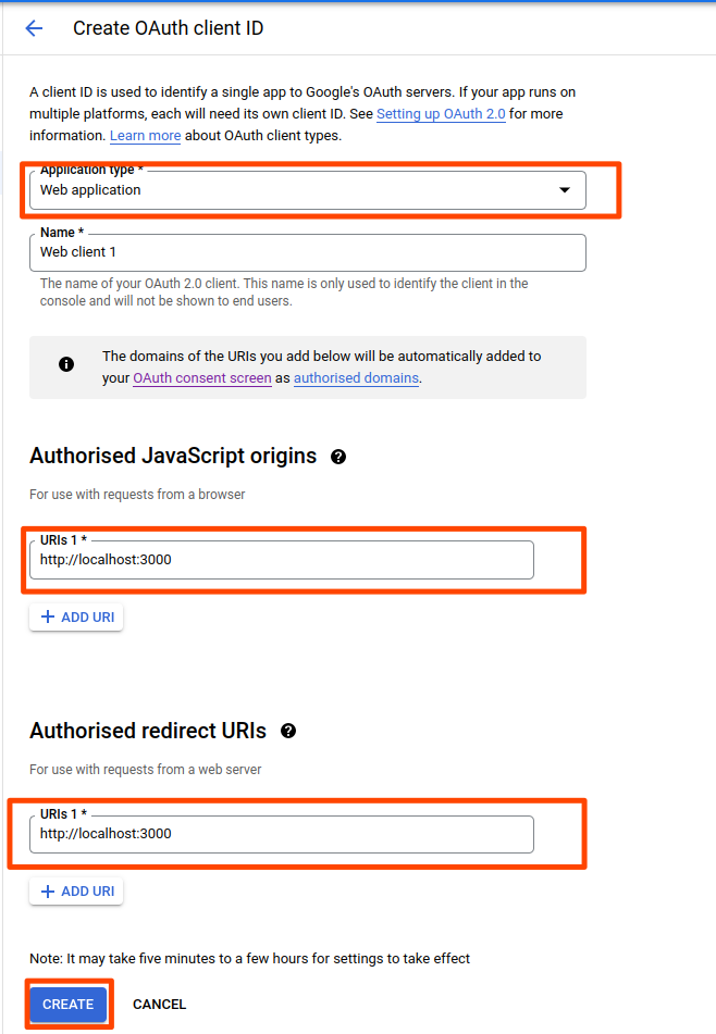 Creating credential for web appliation