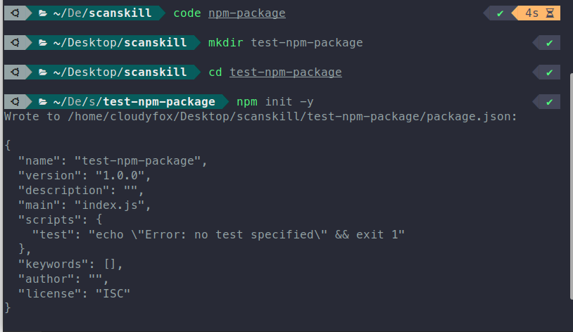 Creating project for testing npm package