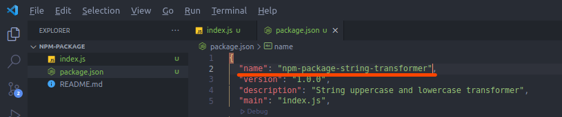 Changing the name of the npm package