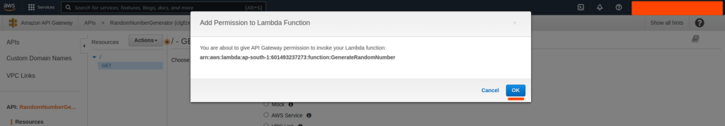 Adding permission to the API Gateway to invoke Lambda