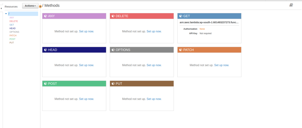 HTTP Methods possible in API Gateway REST API - Create REST API in Node.js using AWS Lambda