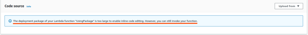 You are unable to edit code from AWS Lambda Dashboard