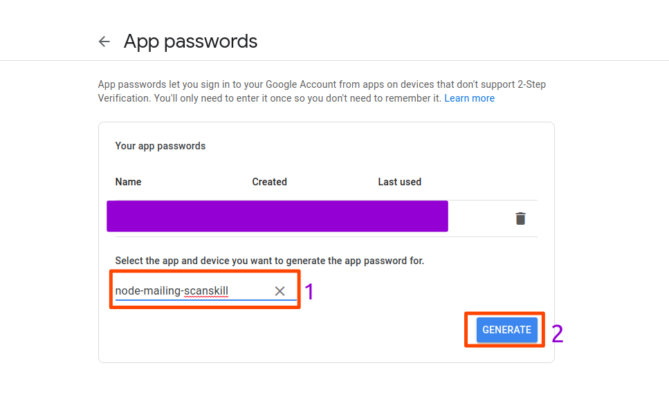 Generating the application-specific password