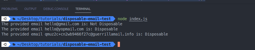 Check for Disposable Emails in Node.js